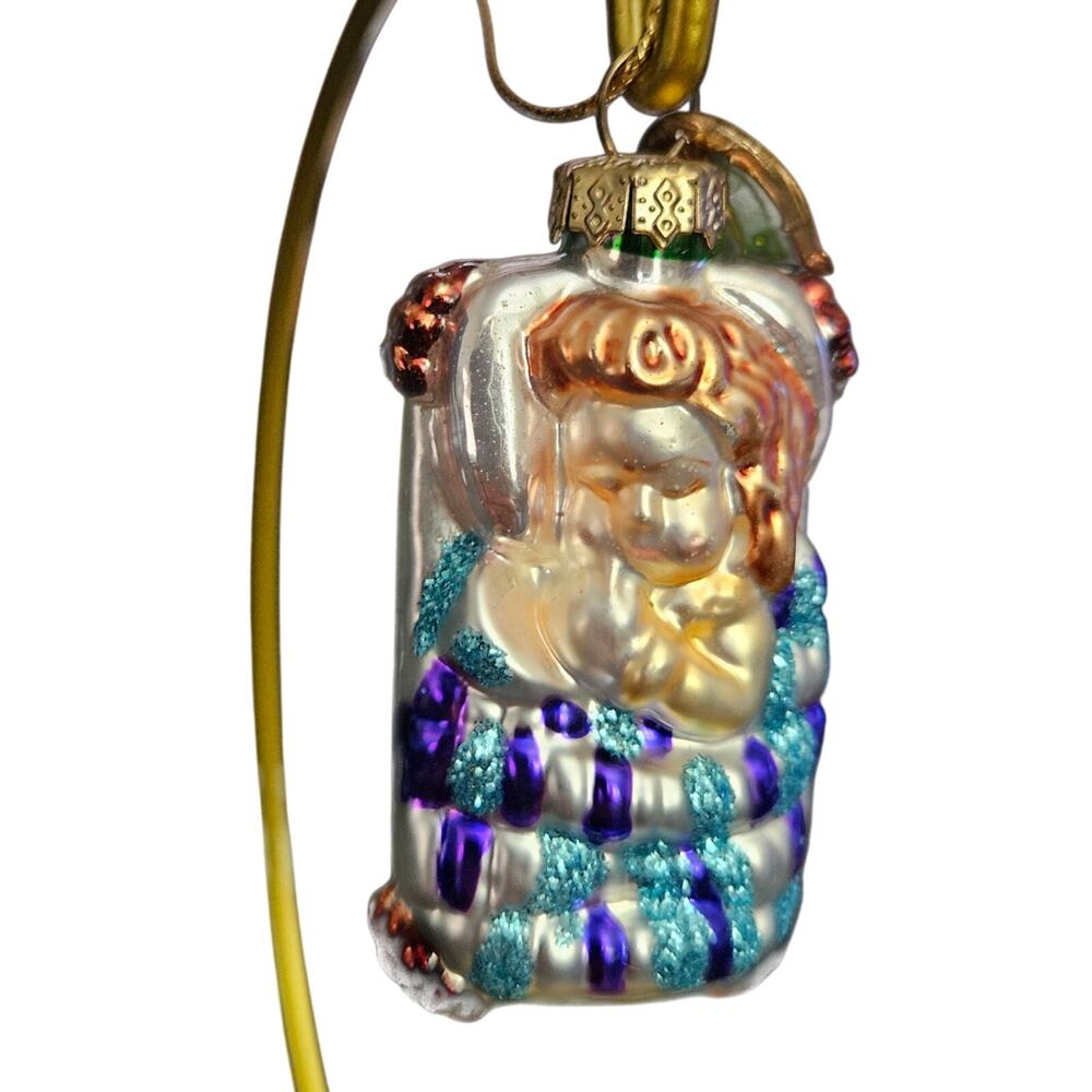 Thomas Pacconi Hand Blown Glass Sleeping Child Christmas Ornament